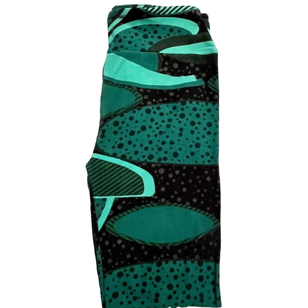 LULAROE One Size 2-10 Modern Green Grey Ovals Circles Dots Stripes Outer Space